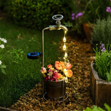 Seau lumineux solaire pour robinet d'eau, décoration de jardin LED vintage étanche pour cour, terrasse, allée – Convient à une utilisation