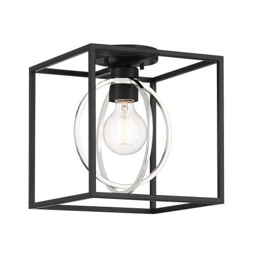 Kew Gardens1Light Μαύρο Ματ Ημί-Εντοιχιζόμενο Φωτιστικό Οροφής, D260M-SF-MB
