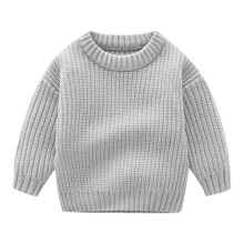 Babytrui voor peuters, jongens en meisjes, schattige effen kleur, dikke casual trui voor de winter, houdt je warm, grijs, 4 jaar