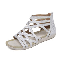 Sandali da donna con supporto plantare, ortopedici, regolabili, piatti, con suola piatta, con lacci, casual, a punta aperta.