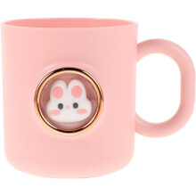 Cartoon Toothbrush Cup with Handle Bathroom Toothbrush Cup Bathroom Tumbler Cups Plastic Household Drinking Cups Pink