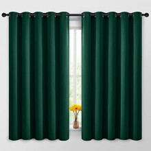 Cortinas Blackout com Isolamento Térmico para Escurecimento de Ambientes, Cortinas Sólidas com Ilhós para Quarto/Sala de Estar (62L x 63A, Verde