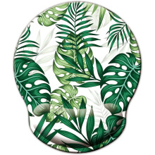 (20-Green Frond) Human Skeleton Ergonomic Mouse Pad with Memory Foam Wrist Rest, Non-Slip Rubber Base, for Gaming & Office Laptop/Computer.