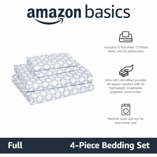 Ensemble de draps en microfibre imprimés aqua pour lit complet 4 pièces 1