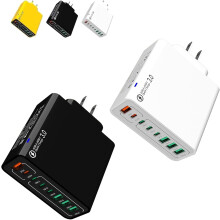 Estación de carga rápida USB 8 en 1: 4 puertos USB + 4 puertos Tipo-C, concentrador de carga portátil resistente al agua para el hogar/oficina –