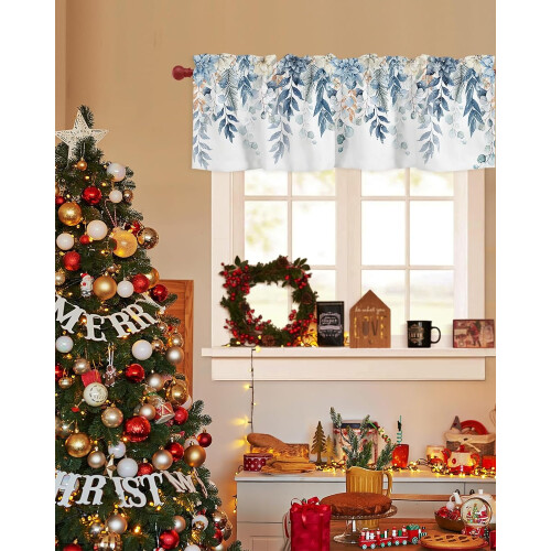 Blå polyester-gardinkappe 136 x 43 cm – Stanglomme 2