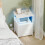 LED bedside table with charging station and fabric drawers 7