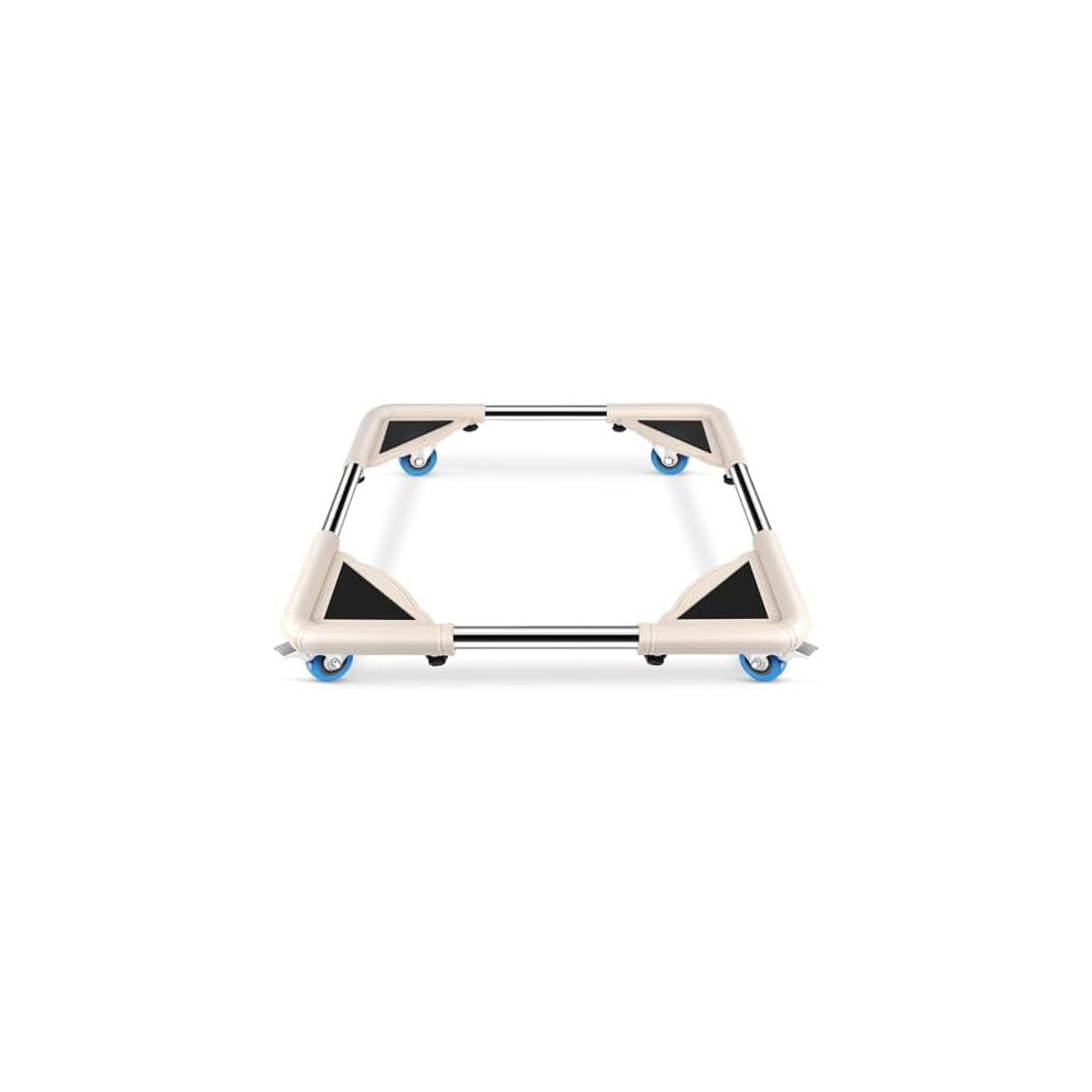 Mini Fridge Stand Dolly With 4 Locking Wheels, Adjustable Base For Refrigerator/Washing Machine Â Off White 9353595280625