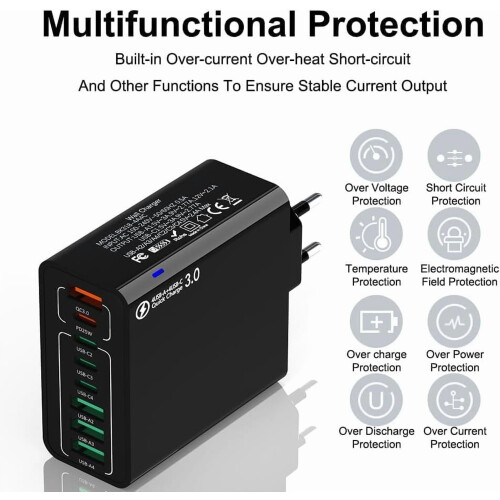 Σταθμός γρήγορης φόρτισης USB 8 σε 1: 4 θύρες USB + 4 θύρες Type-C, αδιάβροχος κόμβος 2
