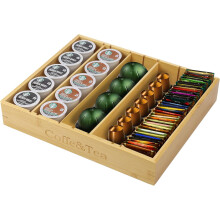 Porte-dosettes K-Cup en bambou pour tiroir ou plan de travail – Rangement pour 25 à 36 dosettes, organiseur de sachets de thé pour coin café,