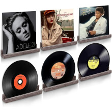 ELITEROO Wandmontiertes Schallplattenhalter-Set, 6-teilig, 30 cm (12 Zoll) schwebende Regale für Vinyl, CDs, Kunst – Grau