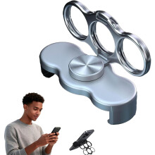 Magnetiskt telefongrepp och stativ med dubbla ringar - 360 roterande vikbart stöd, ultrastark klämmhållare (1 st - silver)
