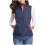 Vest for Women Winter Fall Basic Button Vest Solid Keep Warm Sleeveless Jacket with Pocket,Navy 1