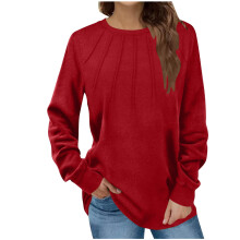 Blusa túnica de manga larga y cuello redondo para mujer, ideal para otoño e invierno.