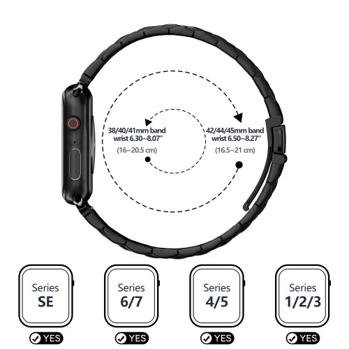 Συμβατό με Apple Watch Μεταλλικό λουράκι 38 χιλιοστών – Ρυθμιζόμενο λουράκι iWatch με 2