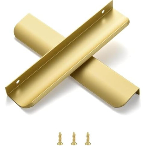 Edge Finger Tab Pulls Matte Gold 7.87 Inch 10 Pack
