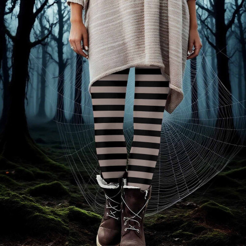 Γυναικείο ριγέ παντελόνι γιόγκα για το Halloween – Μαλακά κολάν από μετάξι γάλακτος, 1