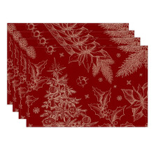 Christmas Placemats Set of 4, 12x18", Holiday Farmhouse Rustic Linen Table Mats – Compatible with Christmas Party & Kitchen Decor