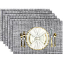 Placemats Set of 6, Heat Resistant & Washable PVC Table Mats, Woven Vinyl, Non-Slip, Stain Resistant, Easy Clean