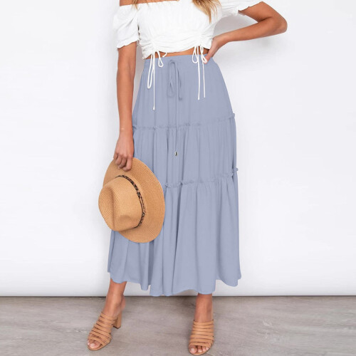 Γυναικεία Φούστα Boho Maxi με Ψηλή Μέση Ediodpoh, Μακριά Φούστα με Βολάν και Στρογγυλή ... 1