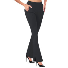 Dames stretchbroek met hoge taille en bootcut model, elastische tailleband, casual kantoorbroek, zachte gebreide stretchbroek, maten S-2XL, plus size