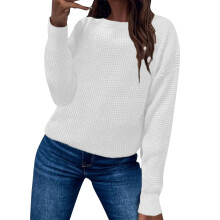 Pull femme KDFJPTH manches longues, imprimé uni blanc, taille L