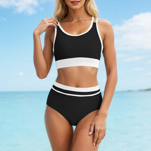 Γυναικείο σετ μαγιό tankini δύο τεμαχίων, σε μέτριο στυλ 1