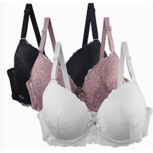 Set van 3 ultrazachte, effen kanten bh's voor dames, volledig bedekkende minimizer-bh's met beugel, comfortabele liftende bh voor dagelijks gebruik,