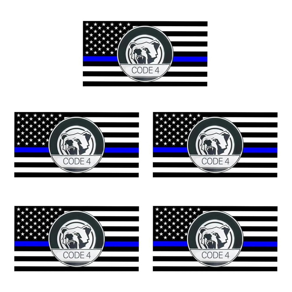 5Pcs Thin Line Sticker Code 4, Support Stickers, Thin Line Flag Car Decal, American Flag Thin Line Decal For Cars, Trucks, Windows, Laptops Blue 9313598843906