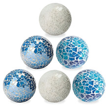 6-Piece Decorative Glass Orbs Set: White, Bright Blue, Ocean Blue Spheres for Table Centerpieces, Weddings, Birthdays – Compatible with Home Decor