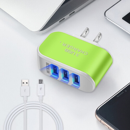 Veggplugg Hide Cord3-USB Candy-lader med LED, kompatibel med Android-datakabel 1
