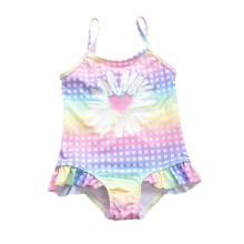 Little Girl Swimsuit Girls Swimsuit Kids One Piece Ruffle Swimsuit Girls Swimwear Print Size 5T 6T,(Purple 5-6 Years)