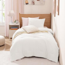Juego de edredón individual/individual XL para niñas, niños y adolescentes, 1 edredón blanco y 1 funda de almohada, juego de edredón suave y