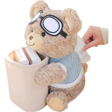 Cute Bear 2-in-1 Car Organizer: Plush Tissue Box Holder & Trash Can with Storage | Adorable Car Accessory for SUV & Car