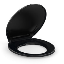 TROPOW Round Toilet Seat, Slow-Close, Stain-Resistant, Quick-Release Hinges & Hardware, Black