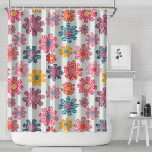 Floral Print Shower Curtain 84x72 Inches with 12 Hooks