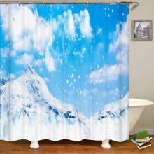 Rideau de douche paysage naturel montagne enneigée, rideau de salle de bain imperméable en polyester, décoration intérieure avec