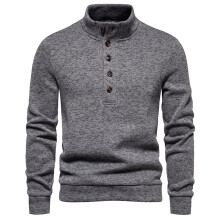 Winter Cotton Turtleneck Sweater For Men 2025 Casual Solid Color Long Sleeve Pullover Sweater Tops Blouse Dark Gray