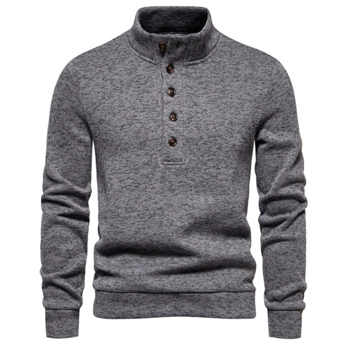 Winterlicher Baumwoll-Rollkragenpullover für Herren, 2025, lässiger, einfarbiger Langarm-Pullover, dunkelgrau