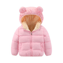 Toddler Kids Baby Boys Girls Winter Warm Solid Coats Bear Ears Hooded Padded Jacket Outwear For 12-18 Months