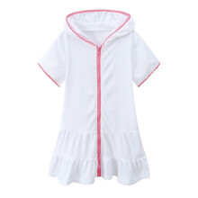 Kids Girls Swim Cover Up Toddler Swimsuit Coverup Hooded Zip-Up Beach Bathing Suit Robe
