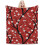 Red Cherry Blossom Flannel Throw Blanket 50" x 40" 2
