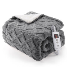 72"x84" Heated Throw Blanket - Thick Tufted Sherpa, 10 Heat Levels 10 Time Settings, ETL Certified Machine Washable Fast Heating, Grey