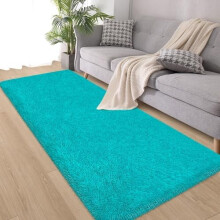 2X6 Blue Shaggy Runner Rug for Hallway, Bedroom, Living Room – Soft, Washable, Non-Slip, Fuzzy Plush Rug for Kids, Dorm & Christmas Decor