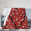 Red Cherry Blossom Flannel Throw Blanket 50" x 40" 5