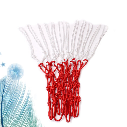 Nylon basketball net red 12-loop standard hoop 2