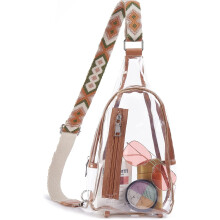 Clear Sling Bag, Clear Fanny Pack Stadium Approved for Women Crossbody Bag Purses Transparent Chest Bag with Adjustable Strap Black