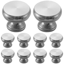 10 PCS Silver Cabinet Knobs, Single Hole Round Knob Handle for Kitchen Room Drawers Cabinets, Space Aluminum, Includes Screws