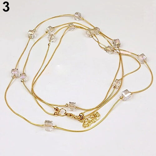 Collana da donna con maglia lunga in lega e quadrato 1