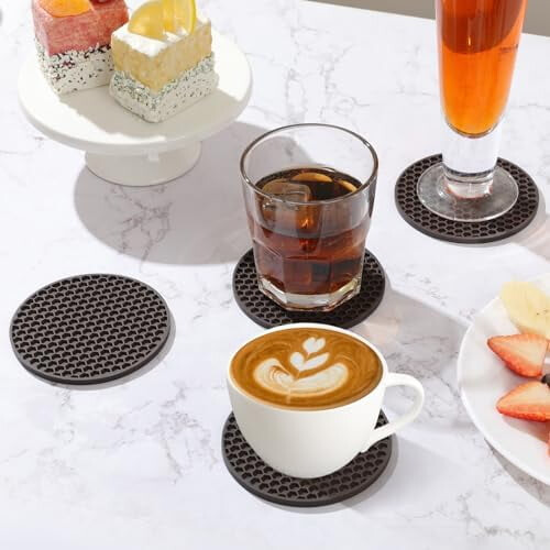 6-Piece Silicone Drink Coasters with Metal Holder 1